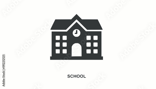 School glyph solid icon. Solid icon that can be applied anywhere, simple, pixel perfect and modern style. stock illustration