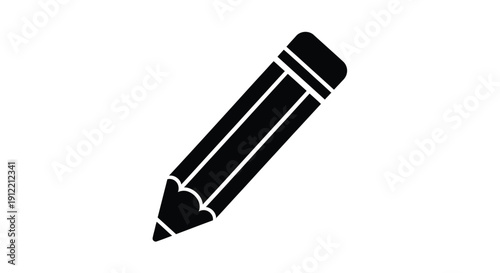 Simple black silhouette of a classic writing pencil on a white background