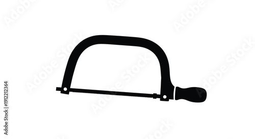 Simple black silhouette of a hand saw tool on a white background