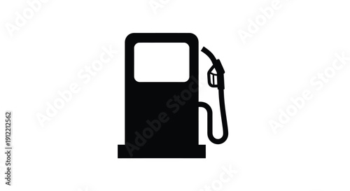 Simple black and white illustration of a gas pump nozzle and dispenser