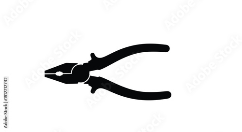 Black silhouette of combination pliers on a white background