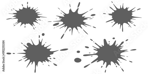 Black Ink Splatter Set, Abstract Paint Splash Vector Elements.