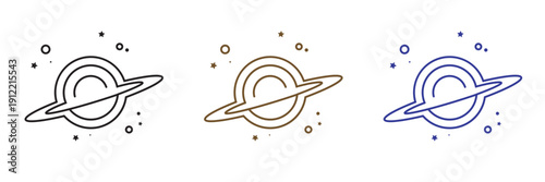 planet icon illustration isolated vector sign symbol. Black hole universe vector icon. Line icons on white background.