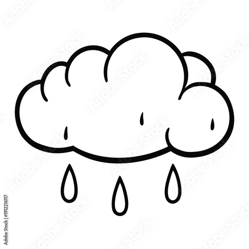 Simple Cartoon Cloud with Rain Drops weather