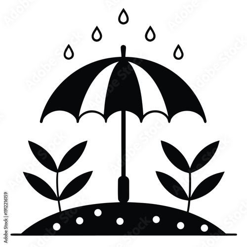 Umbrella Protecting Plants from Rain protection black