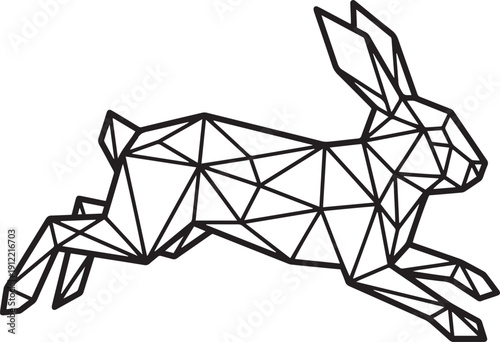 Geometric Rabbit Illustration - Minimalist Line Art