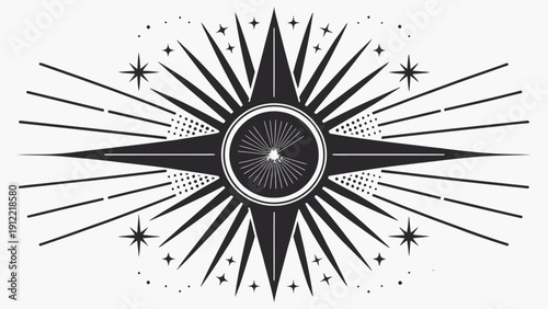 Vibrant starburst design with dynamic lines and stars