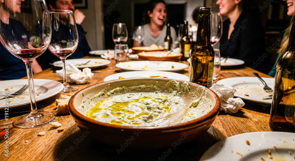 Fototapeta premium Friends Dinner Party with Tzatziki