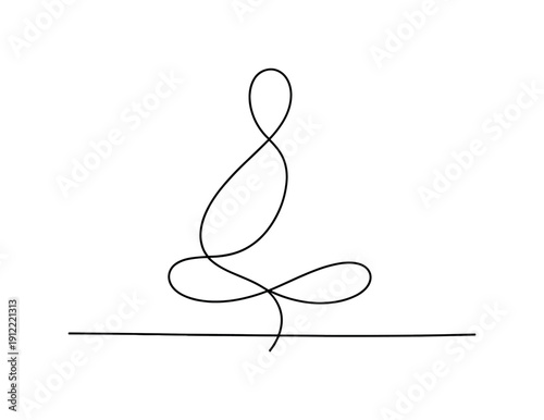 "Still Abstraction". Minimalistic one-line drawing a single restrained line creating a sense of balance and pause,