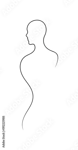 Faint Memory. Minimalistic one-line drawing of an abstract human presence suggested by a thinning line that evokes