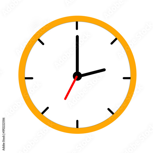 Yellow wall clock transparent PNG element for quick digital planner sticker and photo decoration