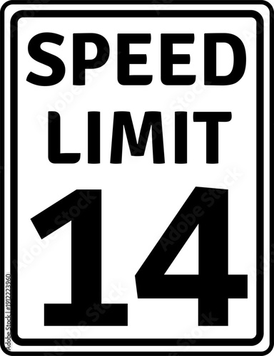Speed Limit 14 mph Sign