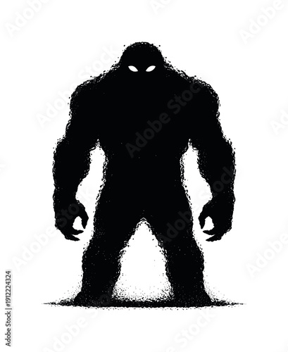 Ominous Monster Silhouette. Classic monster silhouette standing upright, reduced to a simple ominous shape with