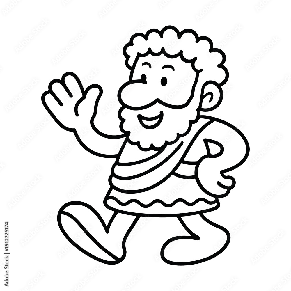 Fototapeta premium PNG Cartoon character waving happily.