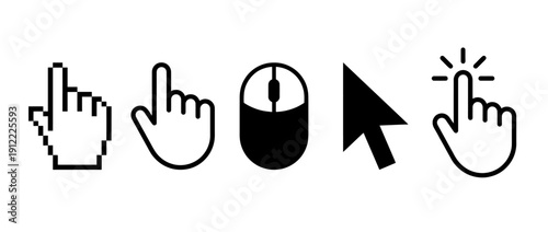Set of modern cursor and mouse icons for web design