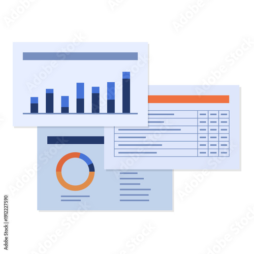 Financial reports with charts and business documents