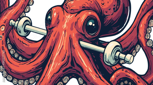 octopus on a white background and grafit