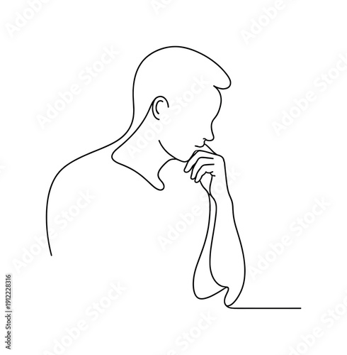 Minimalist Silhouette Art. Frozen Moment. Minimalistic one-line drawing human silhouette captured in a quiet paused