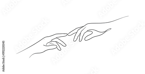 Trace of Contact. Minimalistic one-line drawing of a hand gesture implied by a fading continuous outline, evoking the
