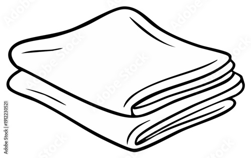 Simple Line Art Illustration of Stacked Folded Cloths