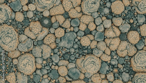 Patterns of Stones and Textures in an Abstract Design During a Close-Up View