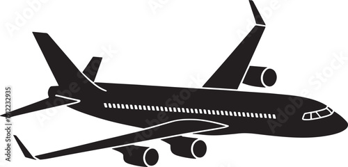 Black airplane on white background transportation travel