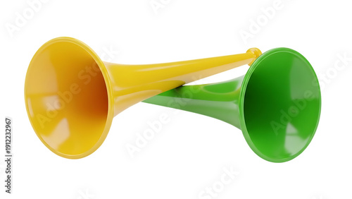 Wallpaper Mural Yellow And Green Plastic Vuvuzela Horns On Isolated Transparent Background Torontodigital.ca