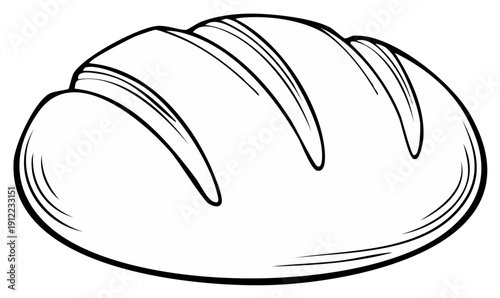 Simple Outline Drawing of a Rustic Loaf of Bread