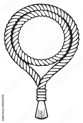 Stylized Nautical Rope Circle with Tassel Knot: A Bold Graphic Element for Logos and Design Projects, Simple and Elegant
