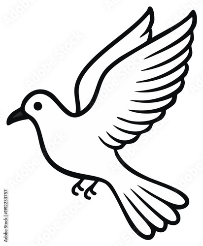 Peaceful White Dove in Flight Simple Vector Illustration Symbolizing Hope and Freedom