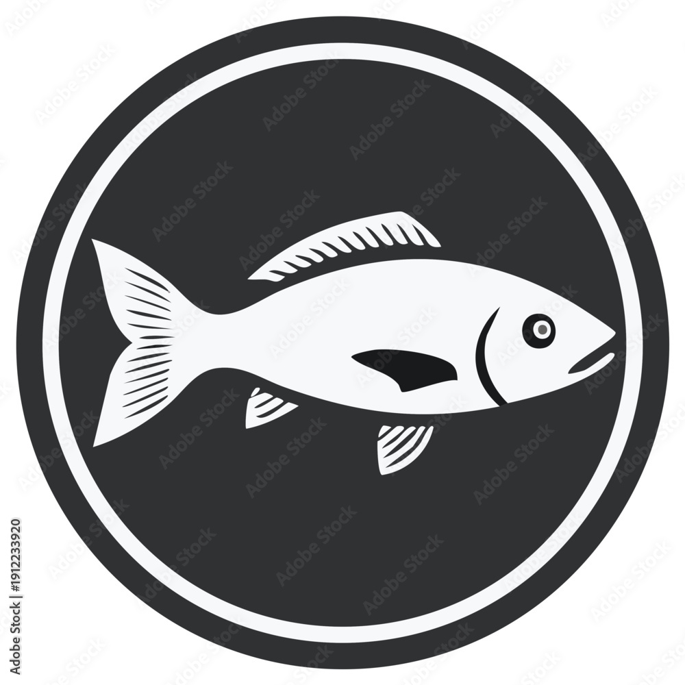 Obraz premium Stylized Fish Icon in a Circular Frame