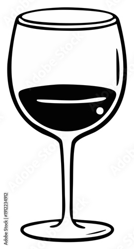 Elegant Wine Glass Silhouette with Dark Liquid Inside Minimalist Style