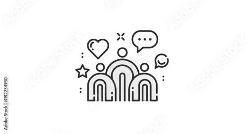 Simple line art icon representing community and social connection.