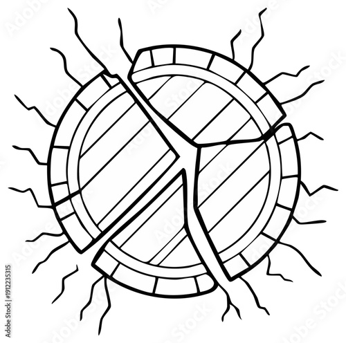 Broken wood barrel graphic isolated vector illustration