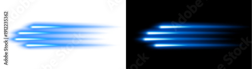 Photos PNG image of Vivid four horizontal bright blue neon light streaks accelerating r