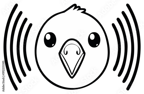 Adorable Cartoon Chick Making Noise with Sound Waves Illustration