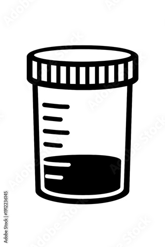 Medical Specimen Collection Container Vector Illustration - Stylized Outline Icon for Laboratory Testing, Clinical Diagnostics, and Hospital Samples