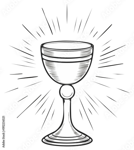 Mystical chalice radiating light symbolizing sacred power and divine grace