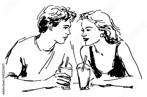 Professional welder at work with protective mask hand drawn sketch