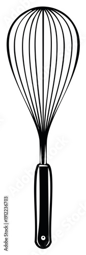 Illustration of a kitchen wire whisk for mixing food and ingredients, cooking and baking.
