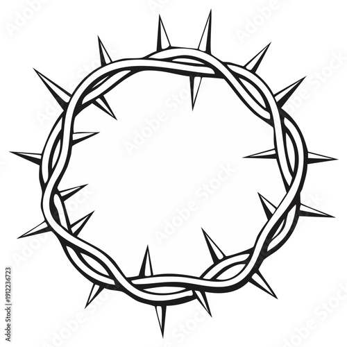 Black and White Drawing of a Crown of Thorns
