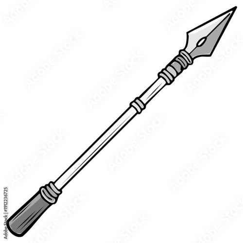 Sharp spear weapon with metallic arrowhead and dark grip for combat