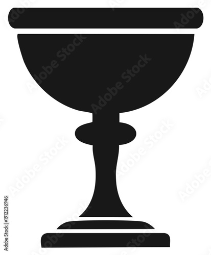 Chalice silhouette icon holy grail ceremonial goblet black and white graphics