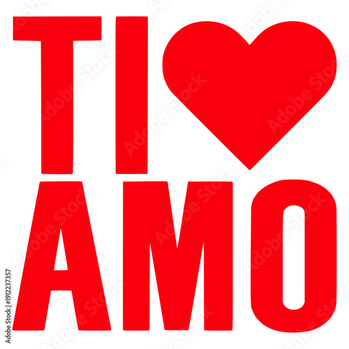 ti amo text with a heart symbol, I love you, italian, valentine's day, romance, vector