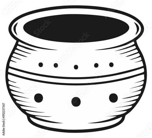 Empty decorative pot for plants or storage vector illustration