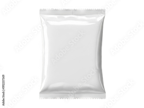White plastic packaging pouch with ziplock closure