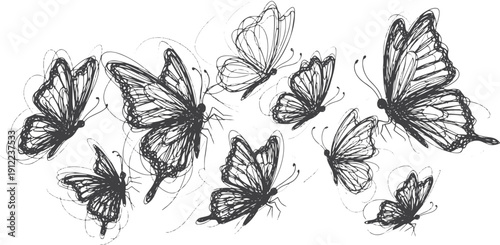 Creative Mega Bundle of Hand-Drawn Doodles: Abstract Patterns, Whimsical Characters, Kitchen Utensils, and Elegant Butterfly Sketches in Vector Line Art Style"