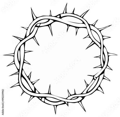 Symbolic Crown of Thorns illustration with sharp spikes in a circle shape