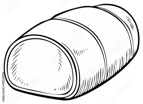Simple Hand-Drawn Illustration of a Round Loaf of Bread or Sausage