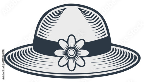 Vintage Wide Brim Hat with Flower Accent Elegant Fashion Accessory